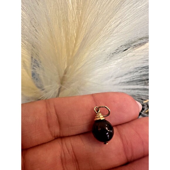 14K Yellow Gold Onyx Ball Bead Charm Pendant 1.09 g - Picture 3 of 4